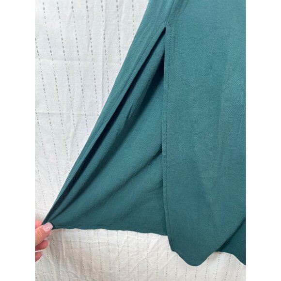 Eileen Fisher Sheath Dress Sz S Emerald Grn Tunic Silk Split-Sleeve QuietLuxury - Picture 4 of 12